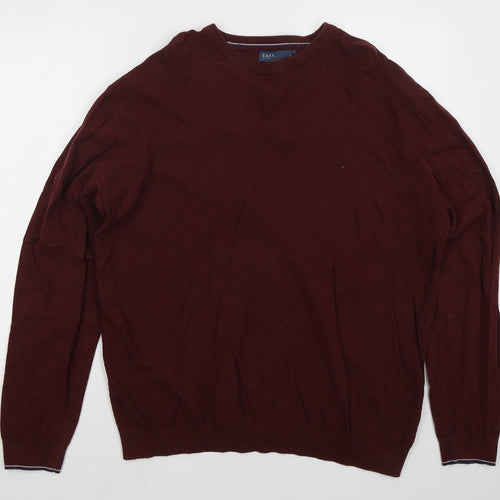Easy Mens Brown Crew Neck Cotton Pullover Jumper Size XL