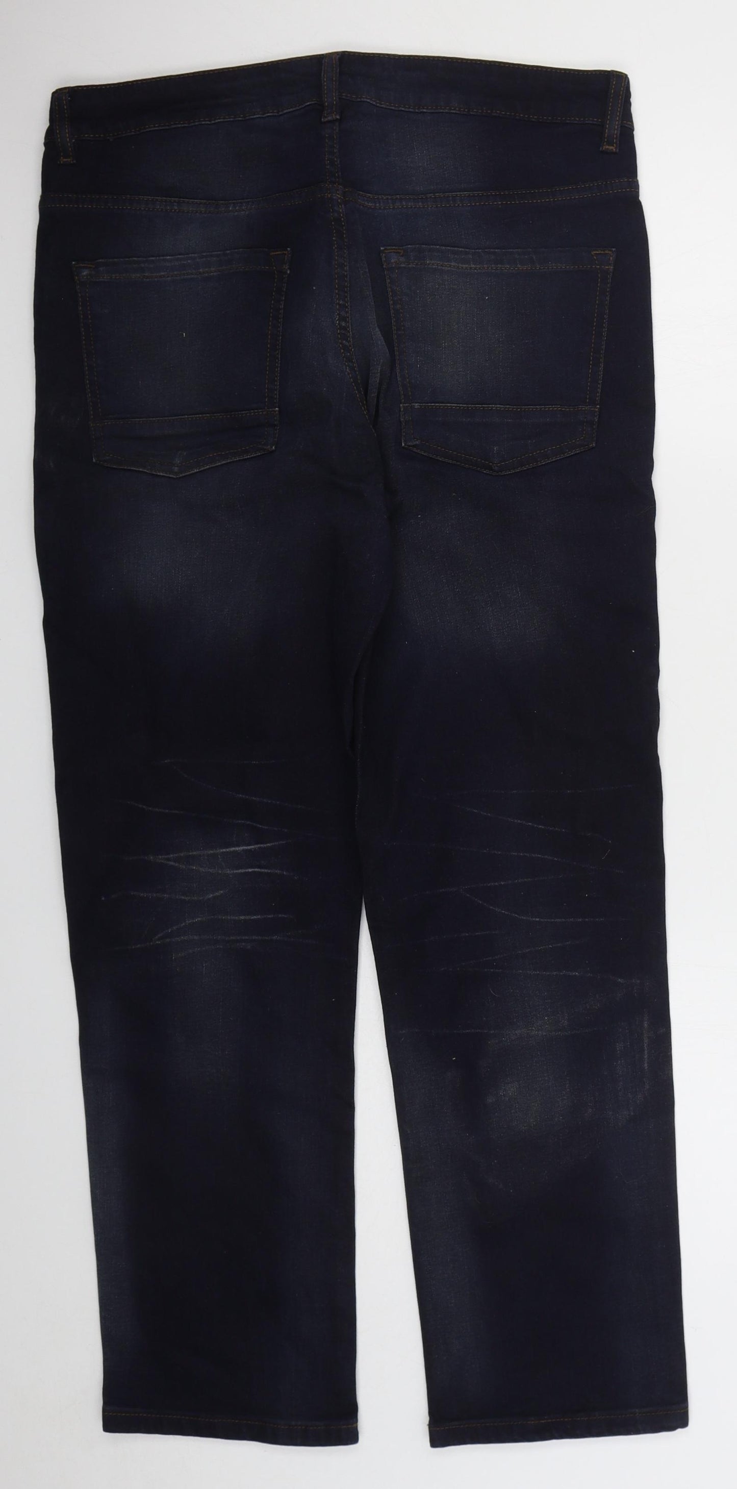 George Mens Blue Cotton Straight Jeans Size 34 L30 in Regular Button