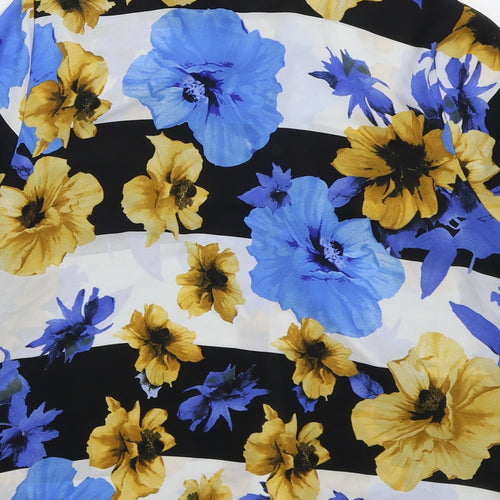 Marks and Spencer Womens Blue Floral Polyester Basic Button-Up Size 10 Collared