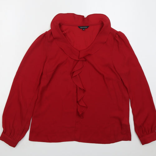 Peacocks Womens Red Polyester Basic Blouse Size 10 Collared
