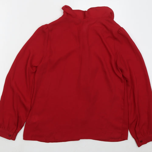 Peacocks Womens Red Polyester Basic Blouse Size 10 Collared