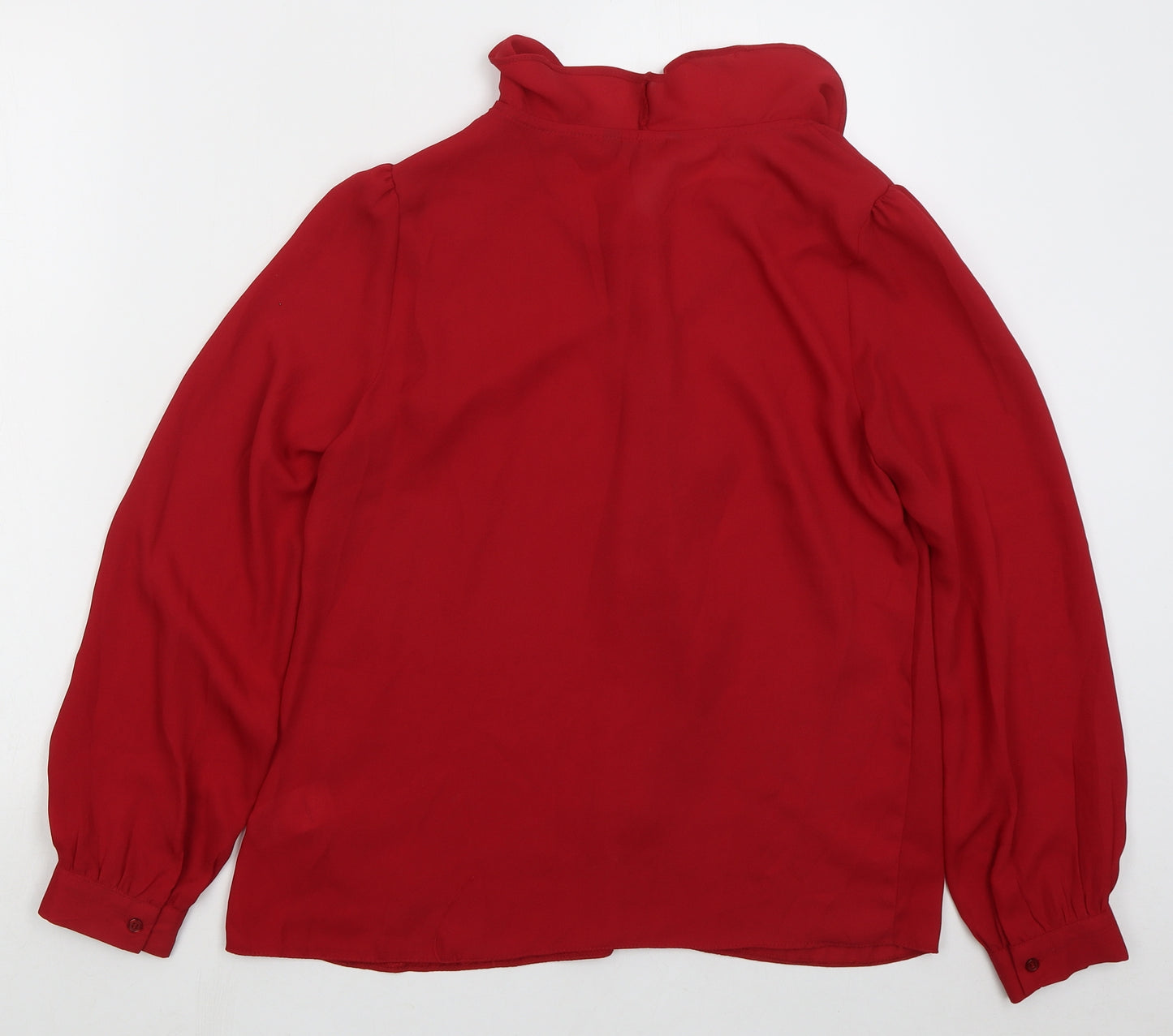 Peacocks Womens Red Polyester Basic Blouse Size 10 Collared