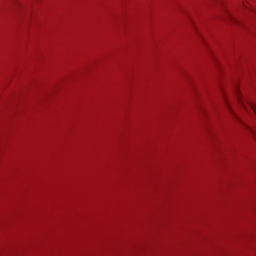 Peacocks Womens Red Polyester Basic Blouse Size 10 Collared