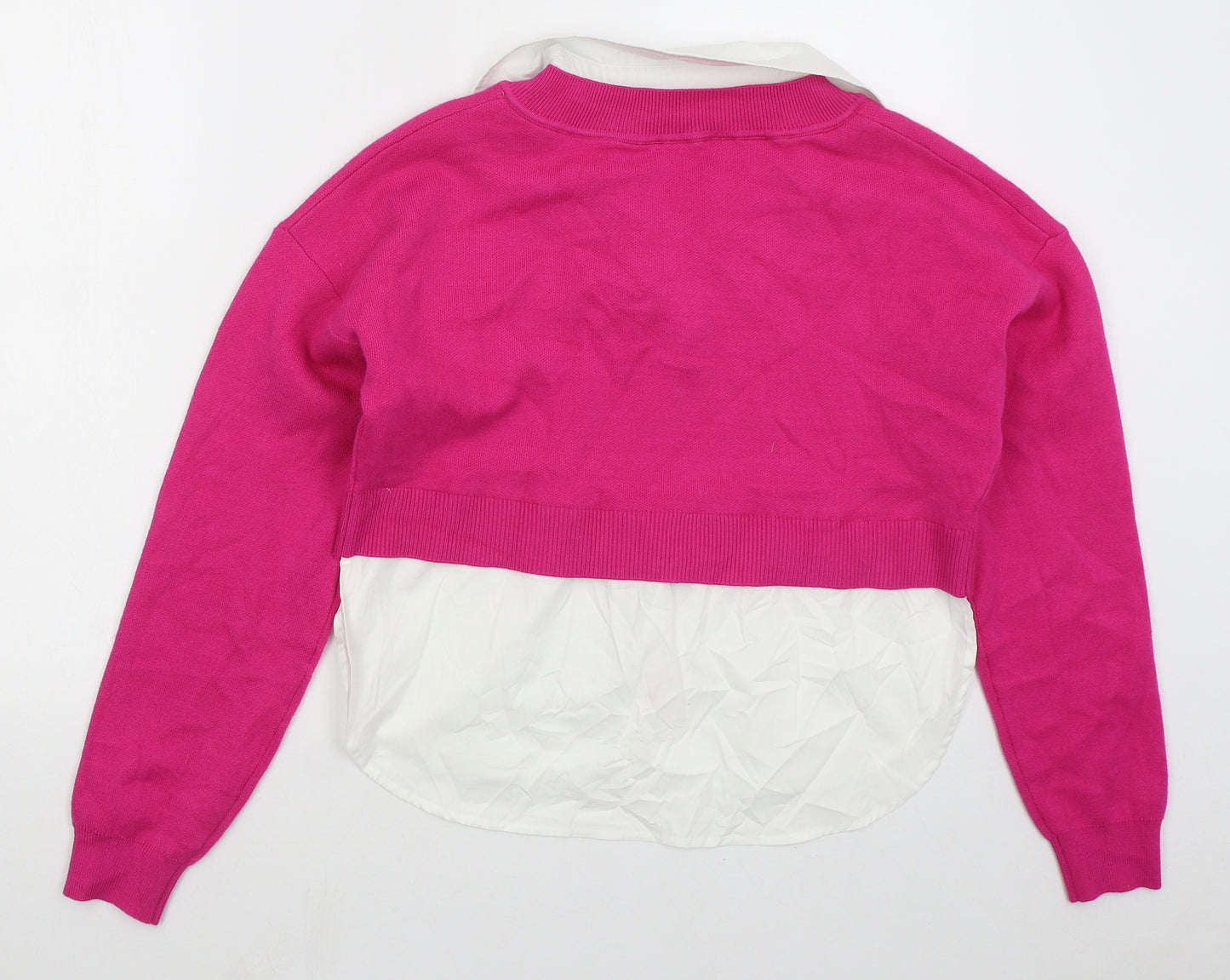 Primark Womens Pink Collared Cotton Pullover Jumper Size S