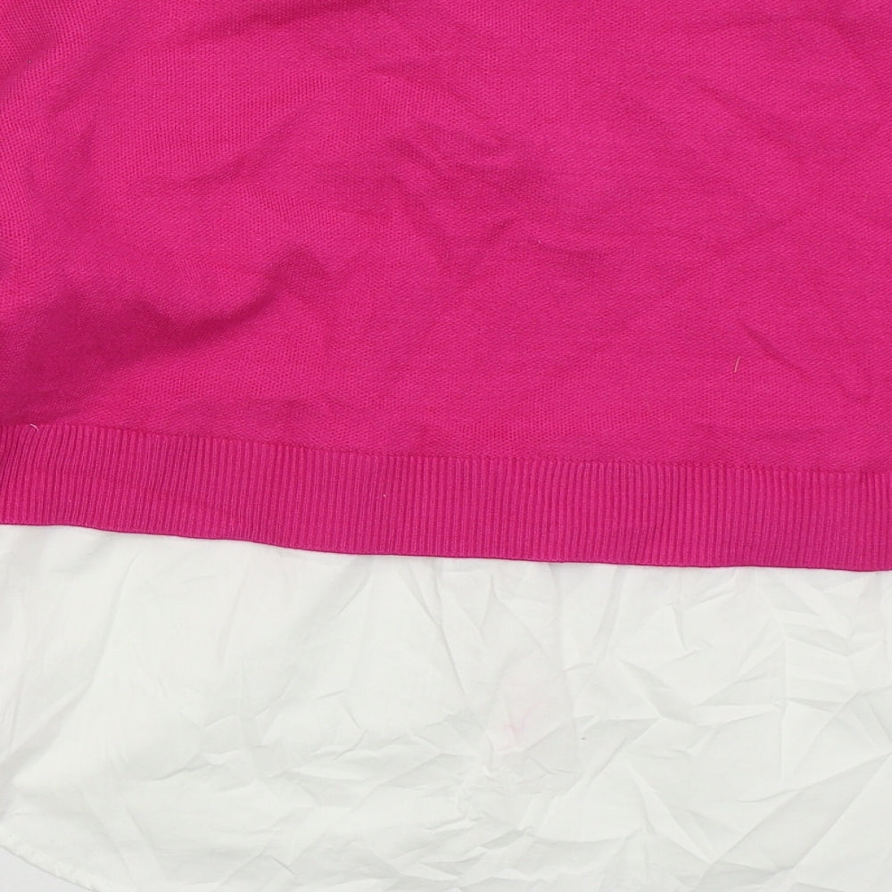 Primark Womens Pink Collared Cotton Pullover Jumper Size S