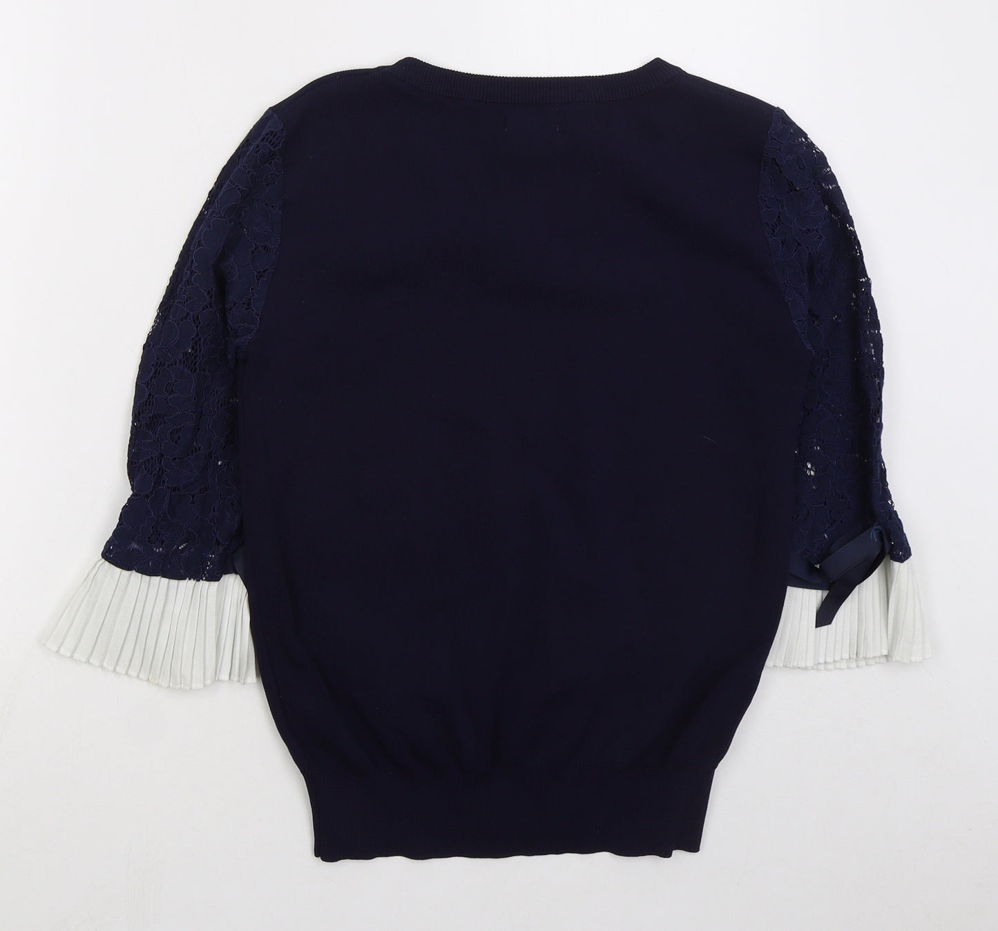 Holly Bracken Womens Blue Crew Neck Nylon Pullover Jumper Size M
