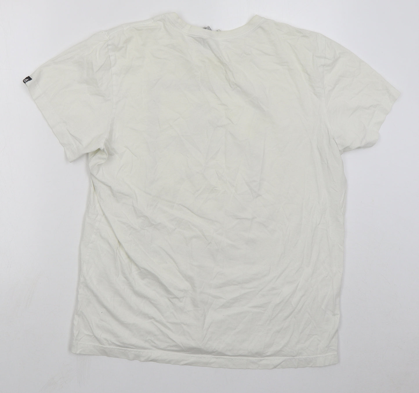 adidas Mens White Cotton T-Shirt Size L Crew Neck