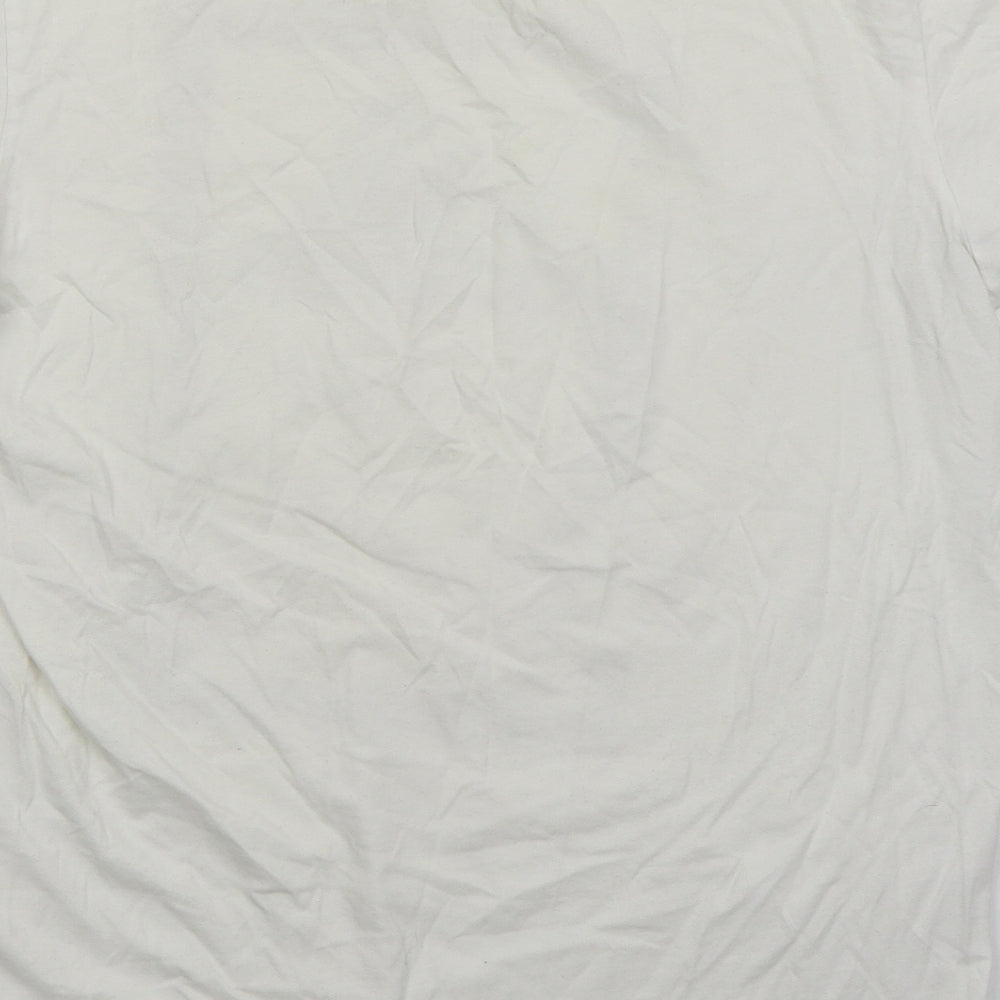 adidas Mens White Cotton T-Shirt Size L Crew Neck