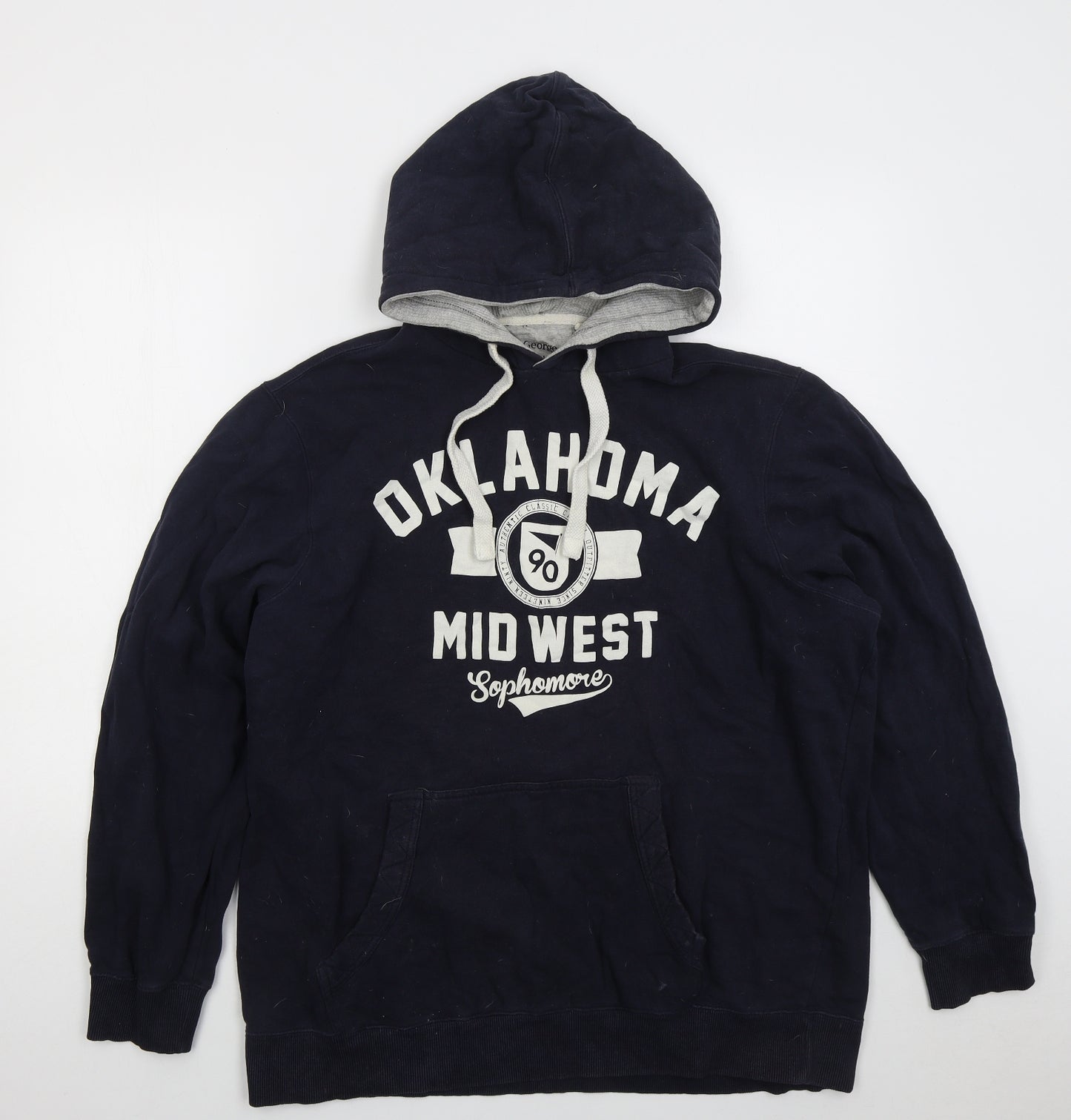 George Mens Blue Cotton Pullover Hoodie Size XL - Oklahoma