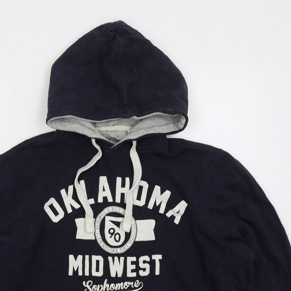 George Mens Blue Cotton Pullover Hoodie Size XL - Oklahoma