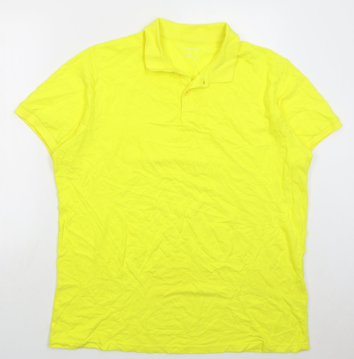 Primark Mens Yellow Cotton T-Shirt Size 2XL Collared