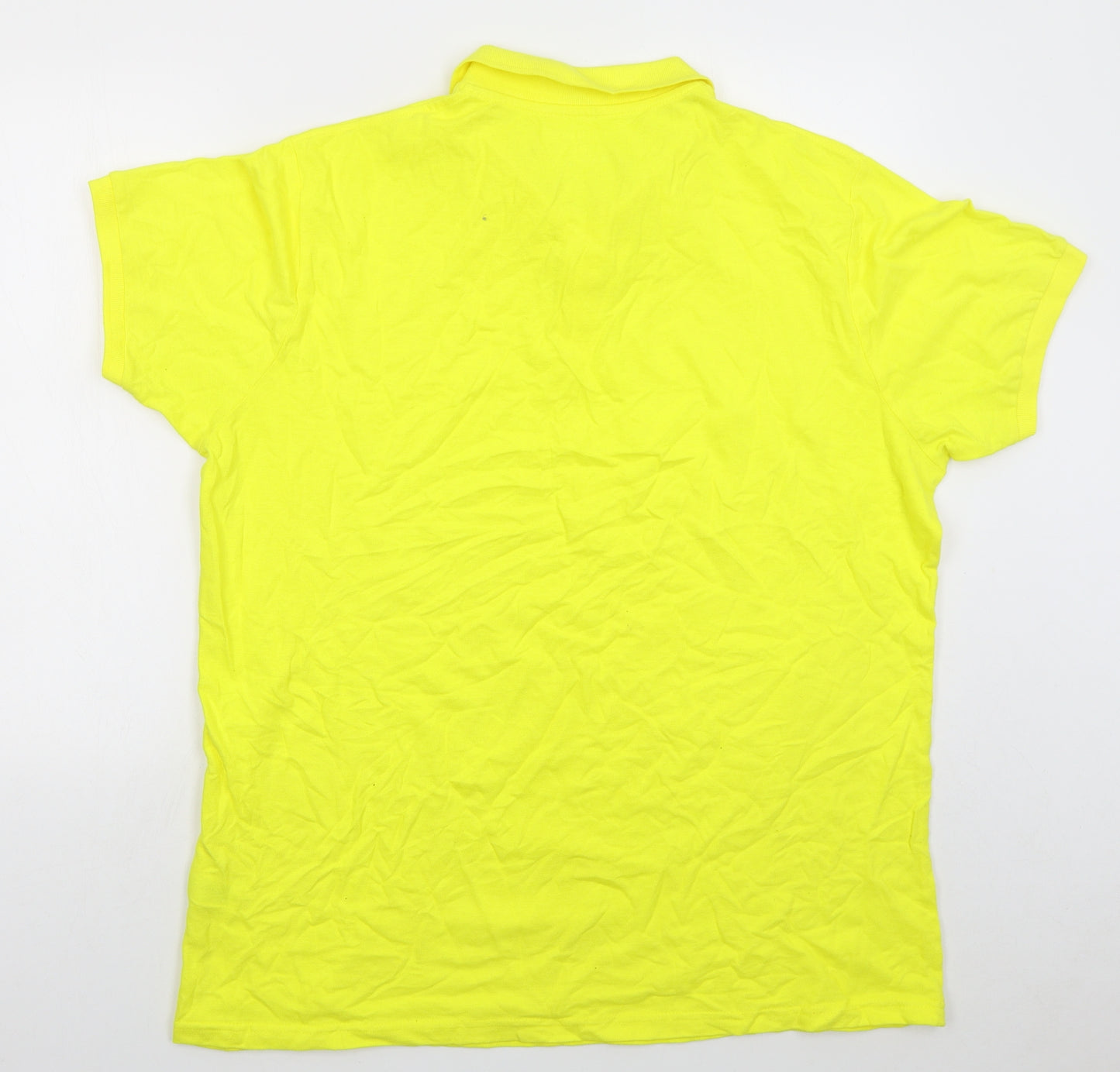 Primark Mens Yellow Cotton T-Shirt Size 2XL Collared