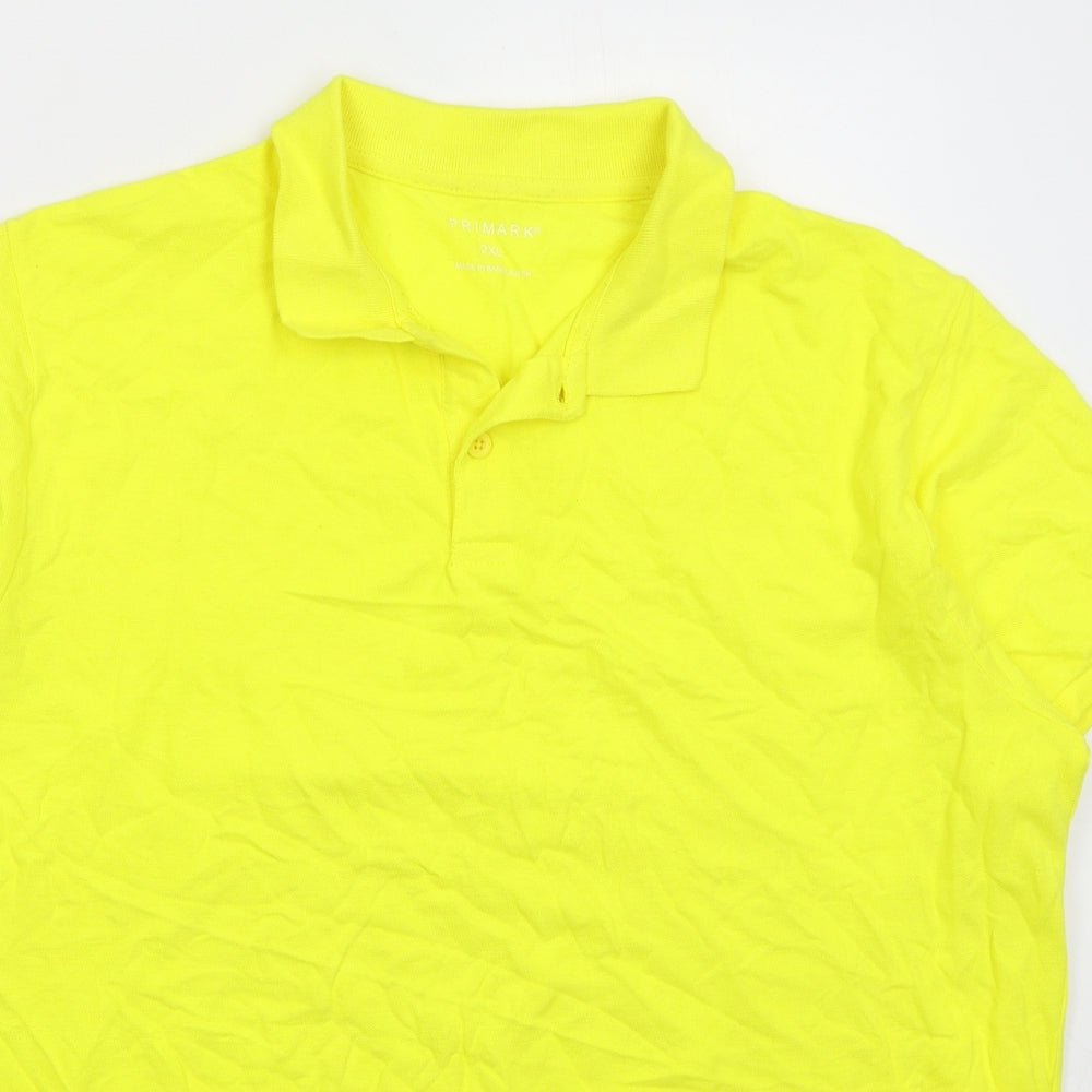 Primark Mens Yellow Cotton T-Shirt Size 2XL Collared