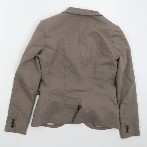 H&M Womens Brown Cotton Jacket Suit Jacket Size 10