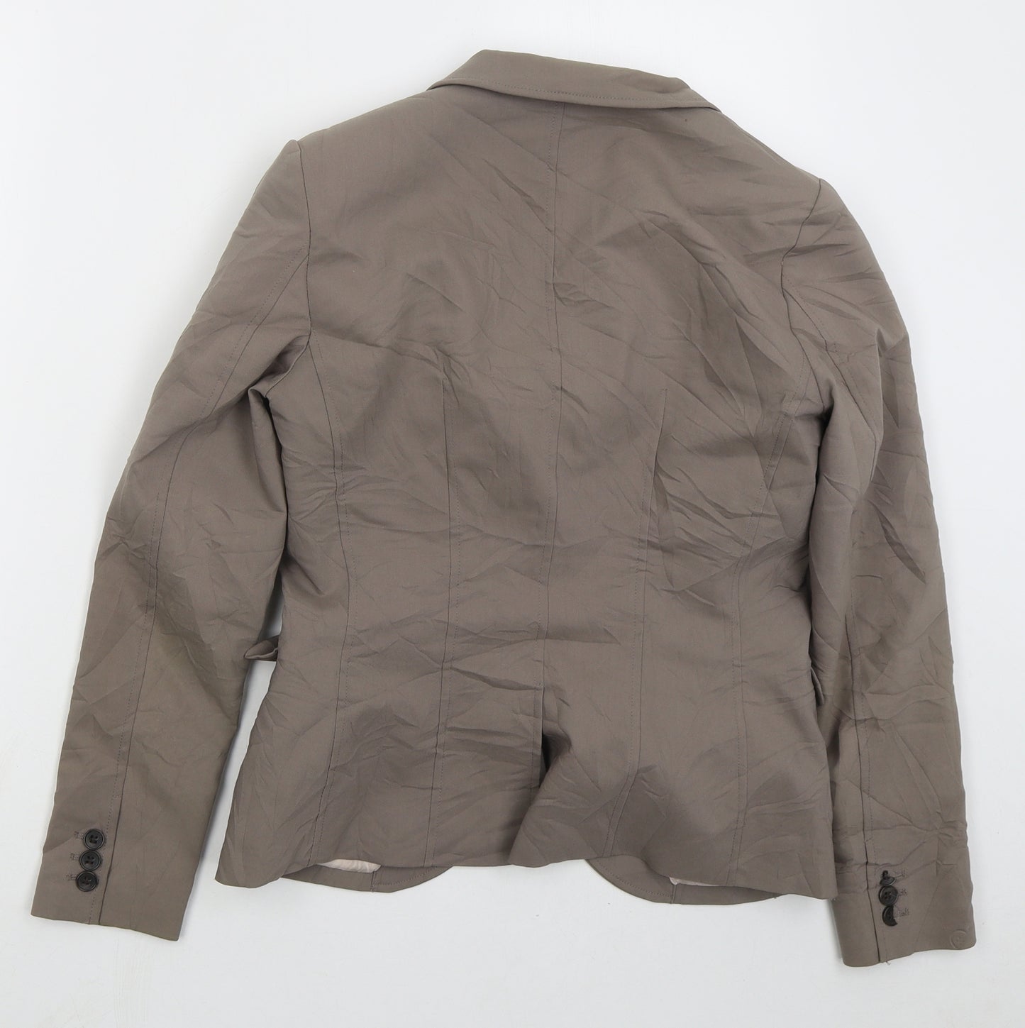 H&M Womens Brown Cotton Jacket Suit Jacket Size 10