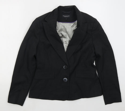 Front view of Debenhams women’s grey polyester jacket suit jacket, size UK 12