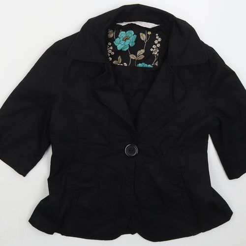 Pretty In The City Womens Black Jacket Size 12 Button