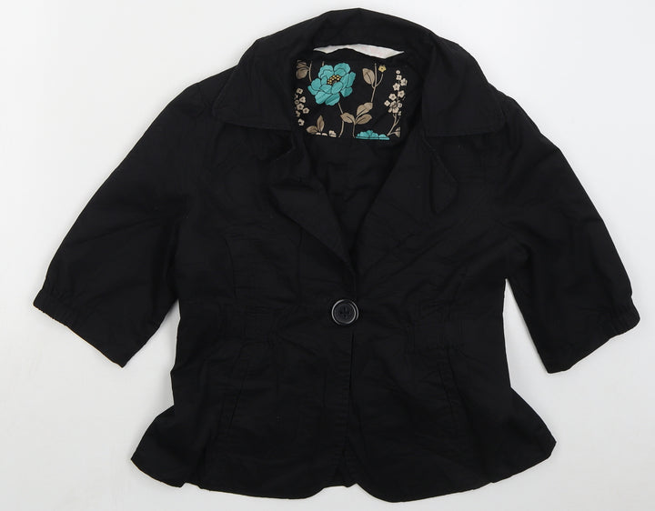 Pretty In The City Womens Black Jacket Size 12 Button