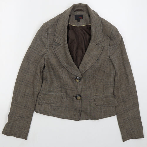 NEXT Womens Brown Check Polyester Jacket Suit Jacket Size 10