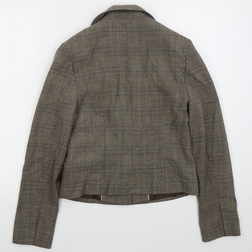 NEXT Womens Brown Check Polyester Jacket Suit Jacket Size 10