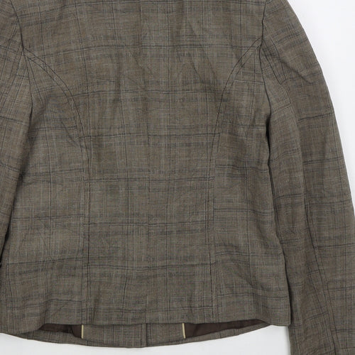 NEXT Womens Brown Check Polyester Jacket Suit Jacket Size 10