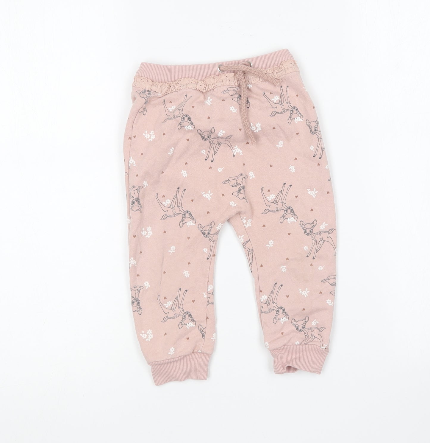 George Baby Pink Geometric Cotton Jogger Trousers Size 18-24 Months - Bambi