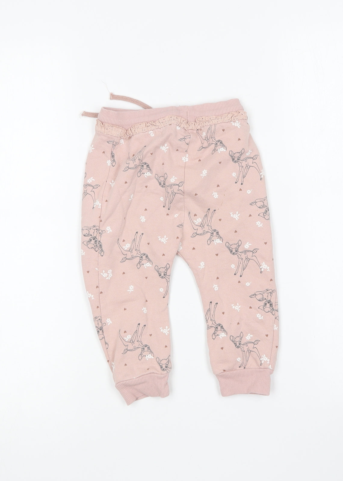 George Baby Pink Geometric Cotton Jogger Trousers Size 18-24 Months - Bambi