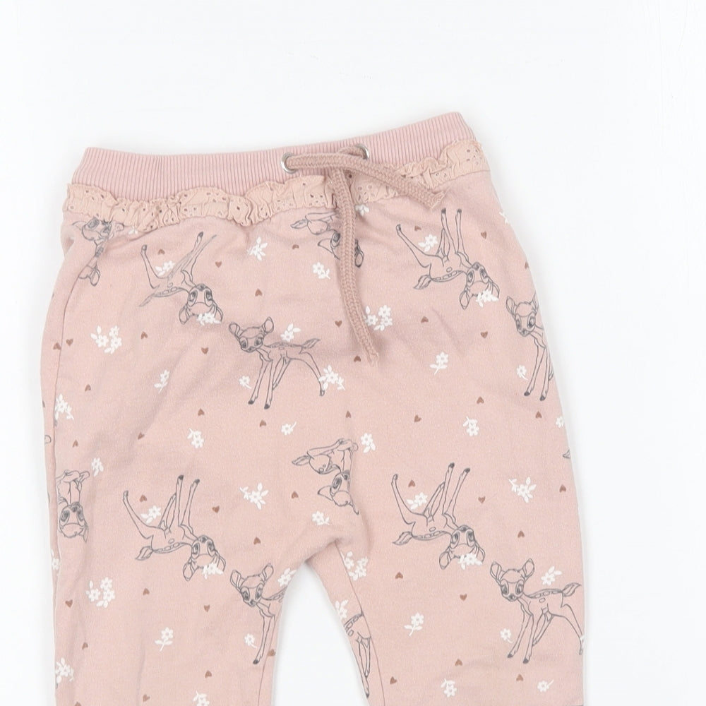 George Baby Pink Geometric Cotton Jogger Trousers Size 18-24 Months - Bambi