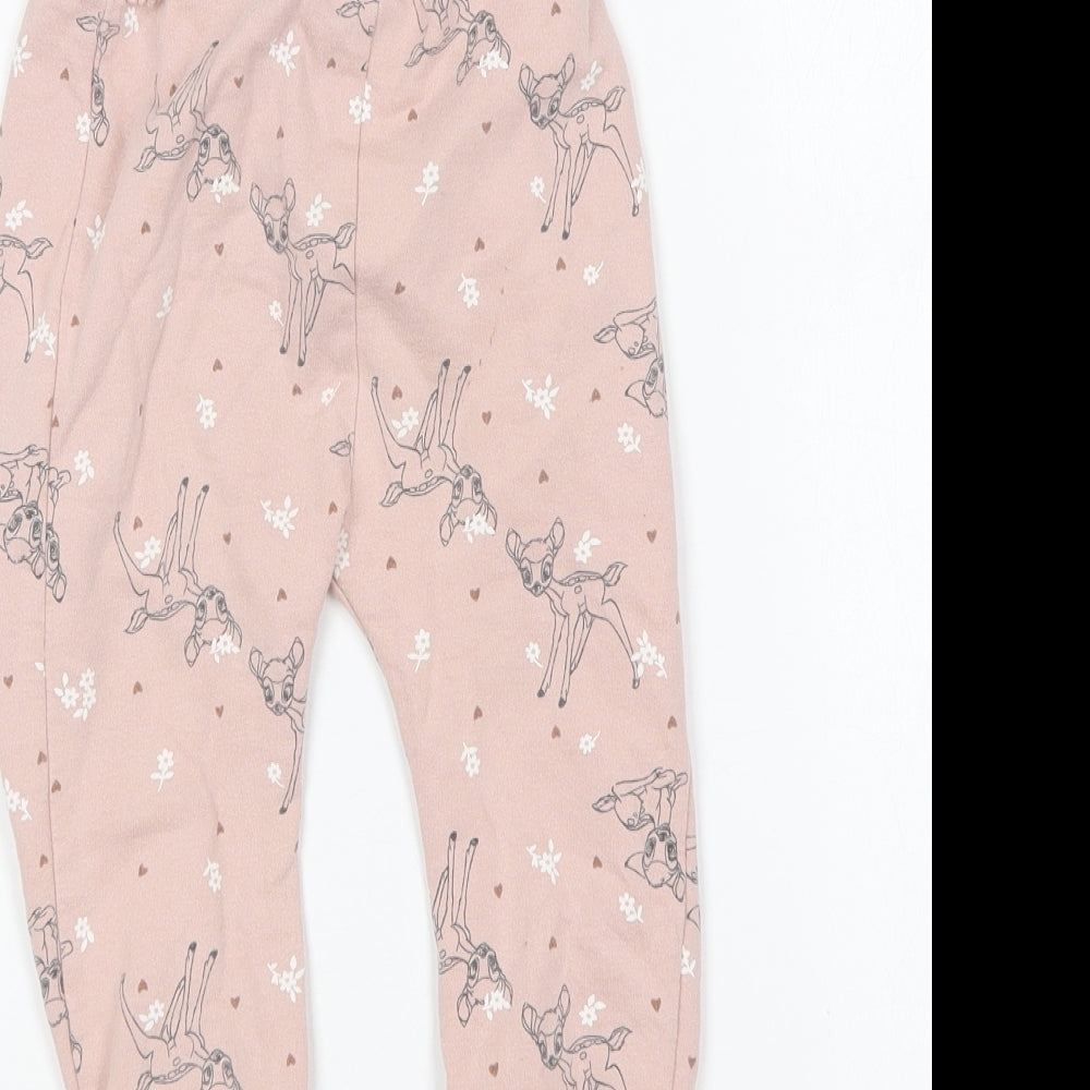 George Baby Pink Geometric Cotton Jogger Trousers Size 18-24 Months - Bambi