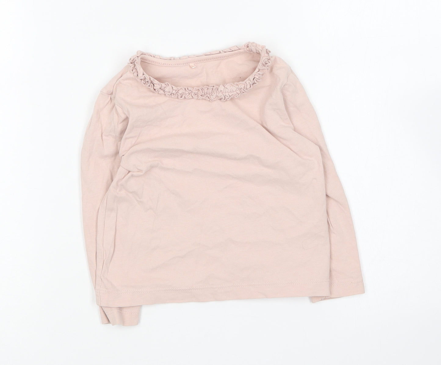 George Girls Pink Cotton Basic T-Shirt Size 18-24 Months Round Neck