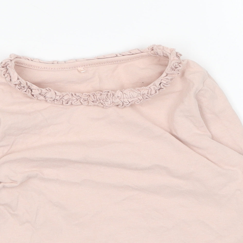 George Girls Pink Cotton Basic T-Shirt Size 18-24 Months Round Neck