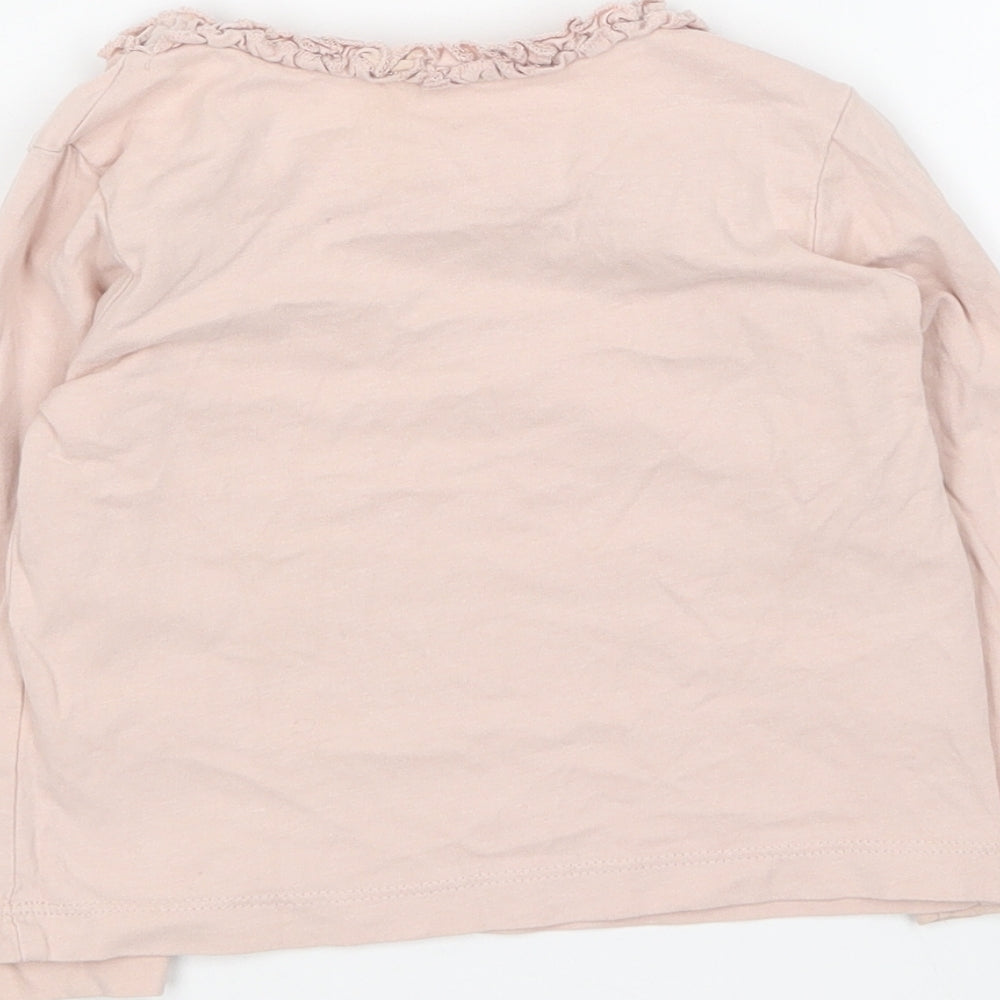 George Girls Pink Cotton Basic T-Shirt Size 18-24 Months Round Neck