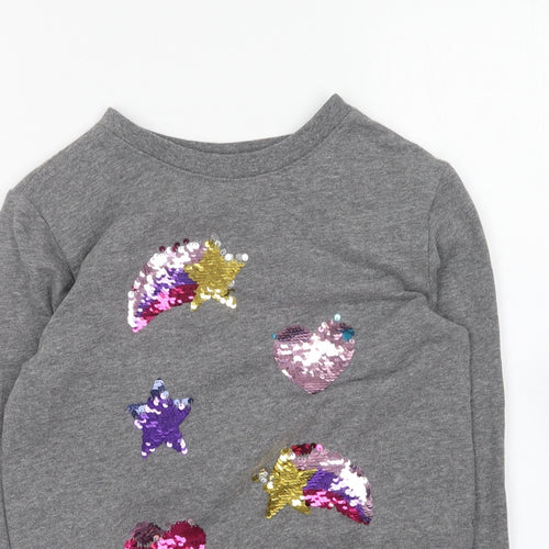 BPC Girls Grey Round Neck Cotton Pullover Jumper Size 10-11 Years