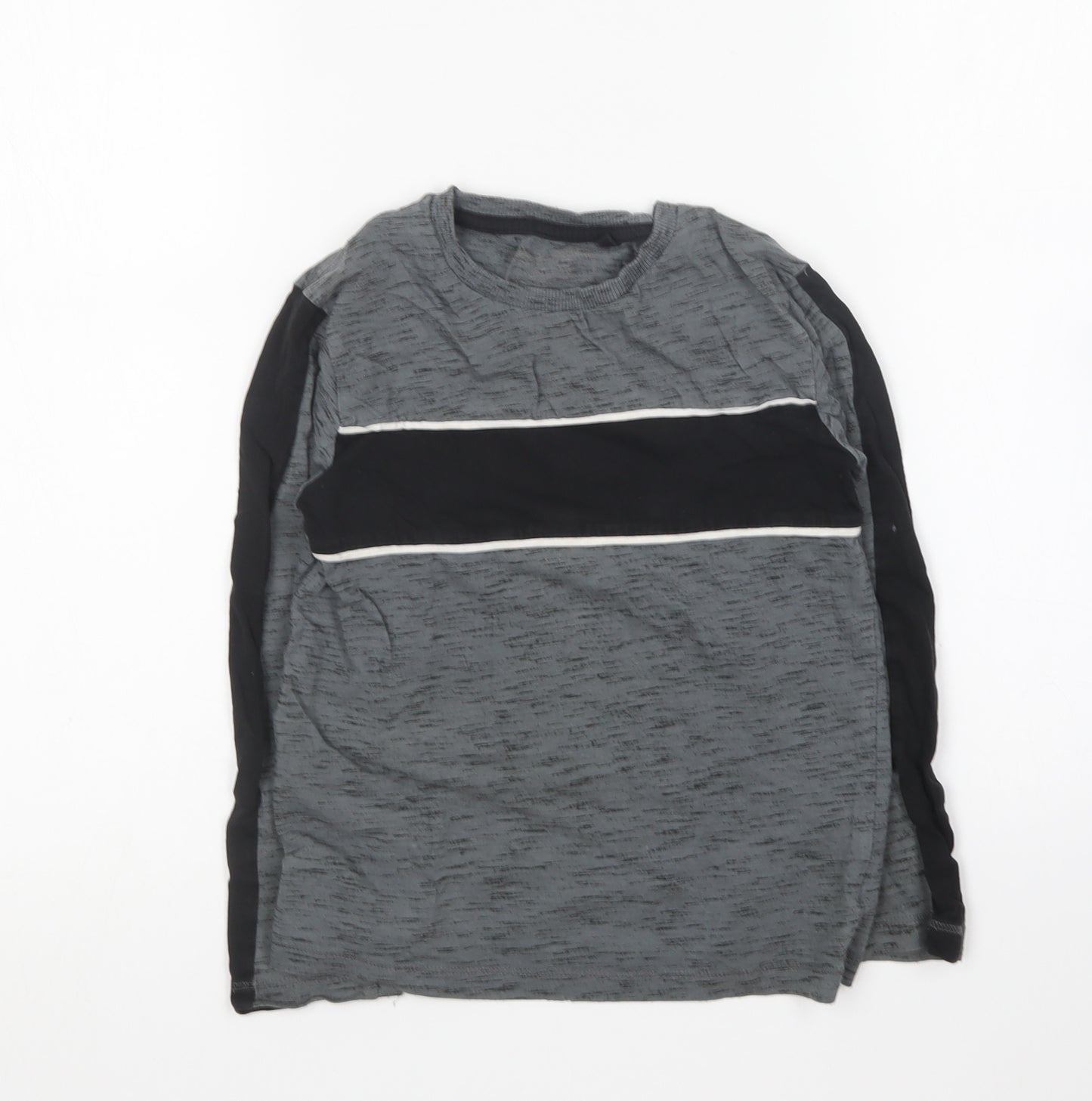NEXT Boys Grey Cotton Basic T-Shirt Size 6-7 Years Round Neck