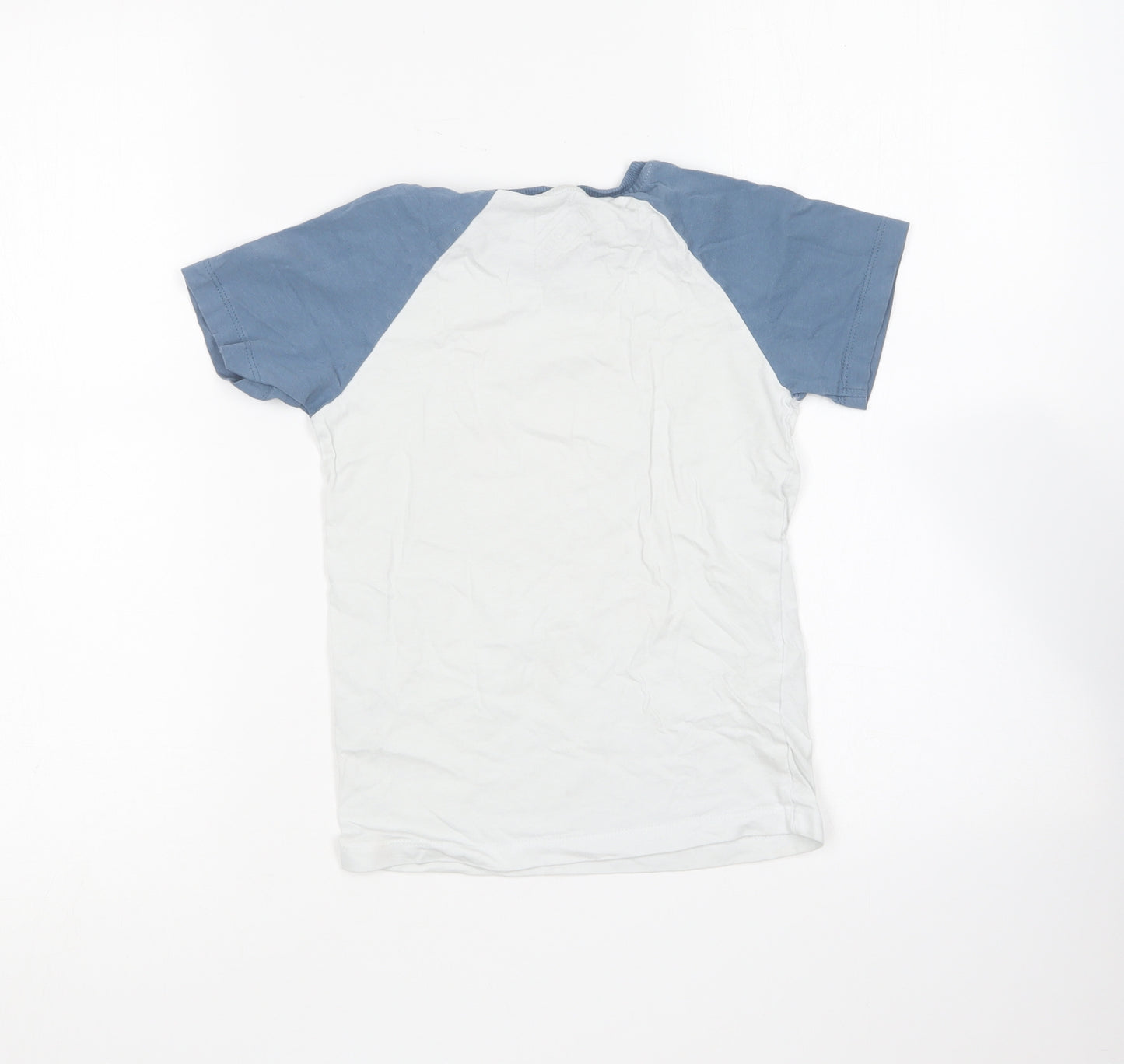 Matalan Boys White Cotton Basic T-Shirt Size 7 Years Round Neck