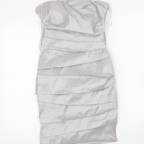 Rise Womens Silver Polyester Bodycon Size 8 Square Neck