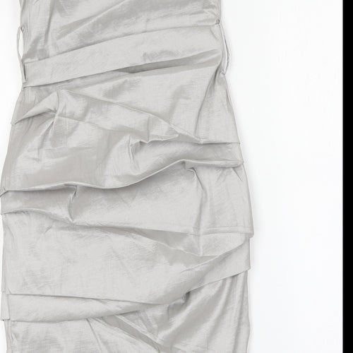 Rise Womens Silver Polyester Bodycon Size 8 Square Neck
