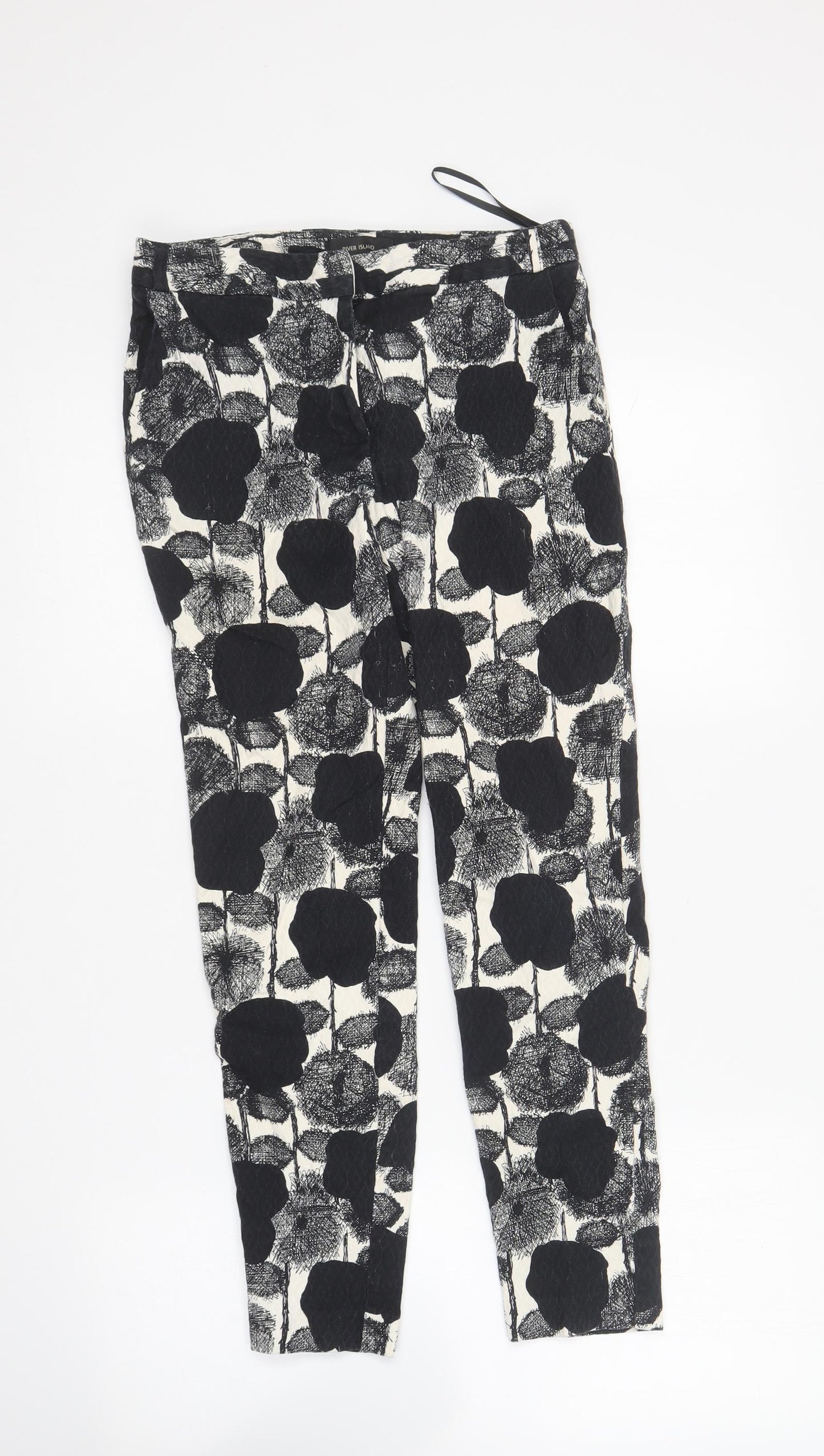 River Island Girls Black Geometric Cotton Carrot Trousers Size 6 Years L23 in Regular