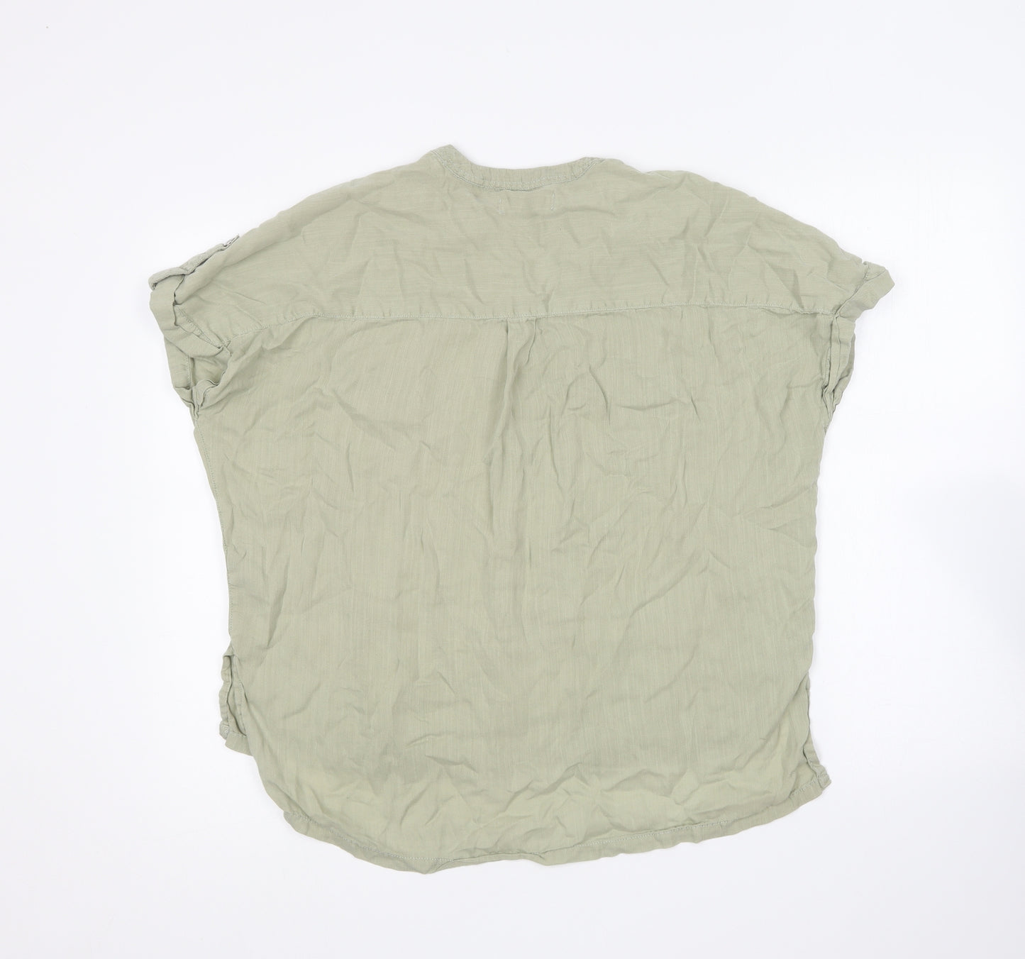 F&F Womens Green Lyocell Basic Blouse Size 8 V-Neck