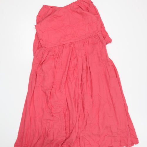 Cathie Womens Pink Cotton Skater Dress Size M Round Neck