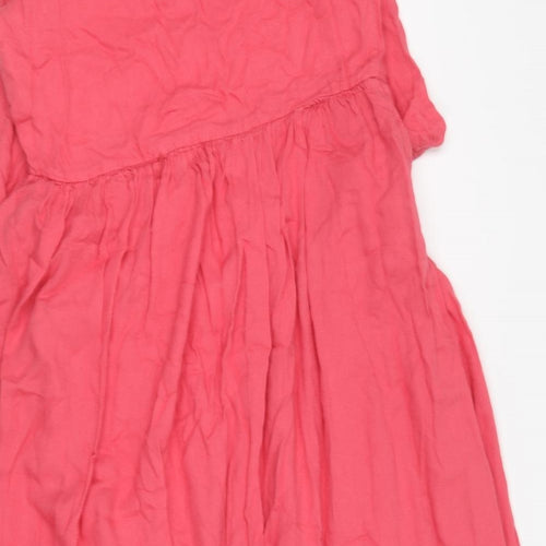 Cathie Womens Pink Cotton Skater Dress Size M Round Neck
