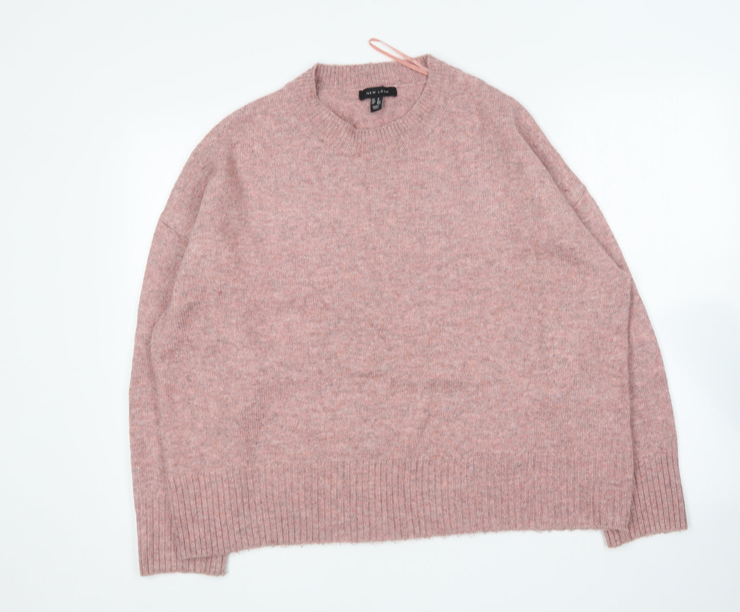 New Look Womens Pink Round Neck Acrylic Pullover Jumper Size M