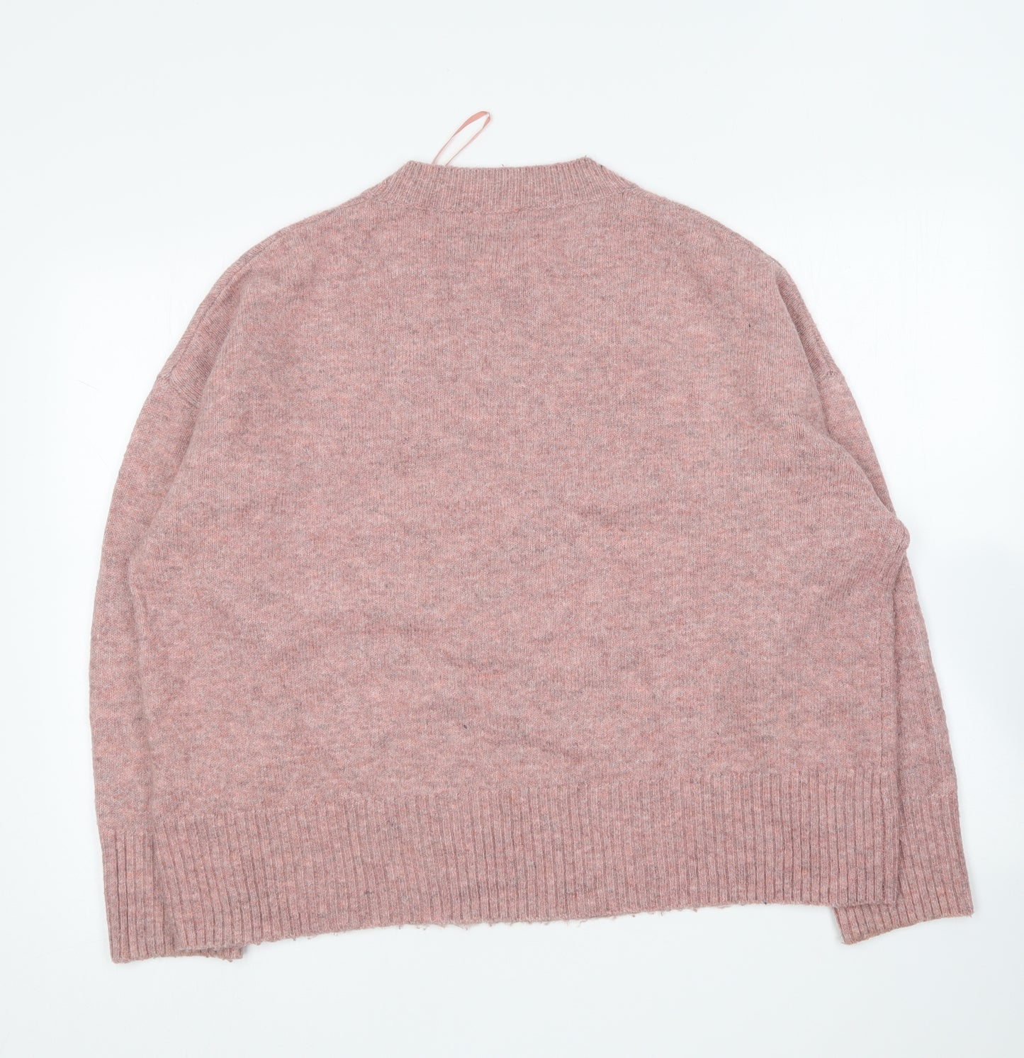 New Look Womens Pink Round Neck Acrylic Pullover Jumper Size M