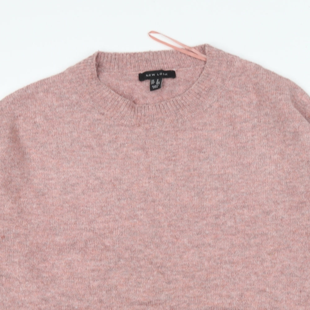 New Look Womens Pink Round Neck Acrylic Pullover Jumper Size M