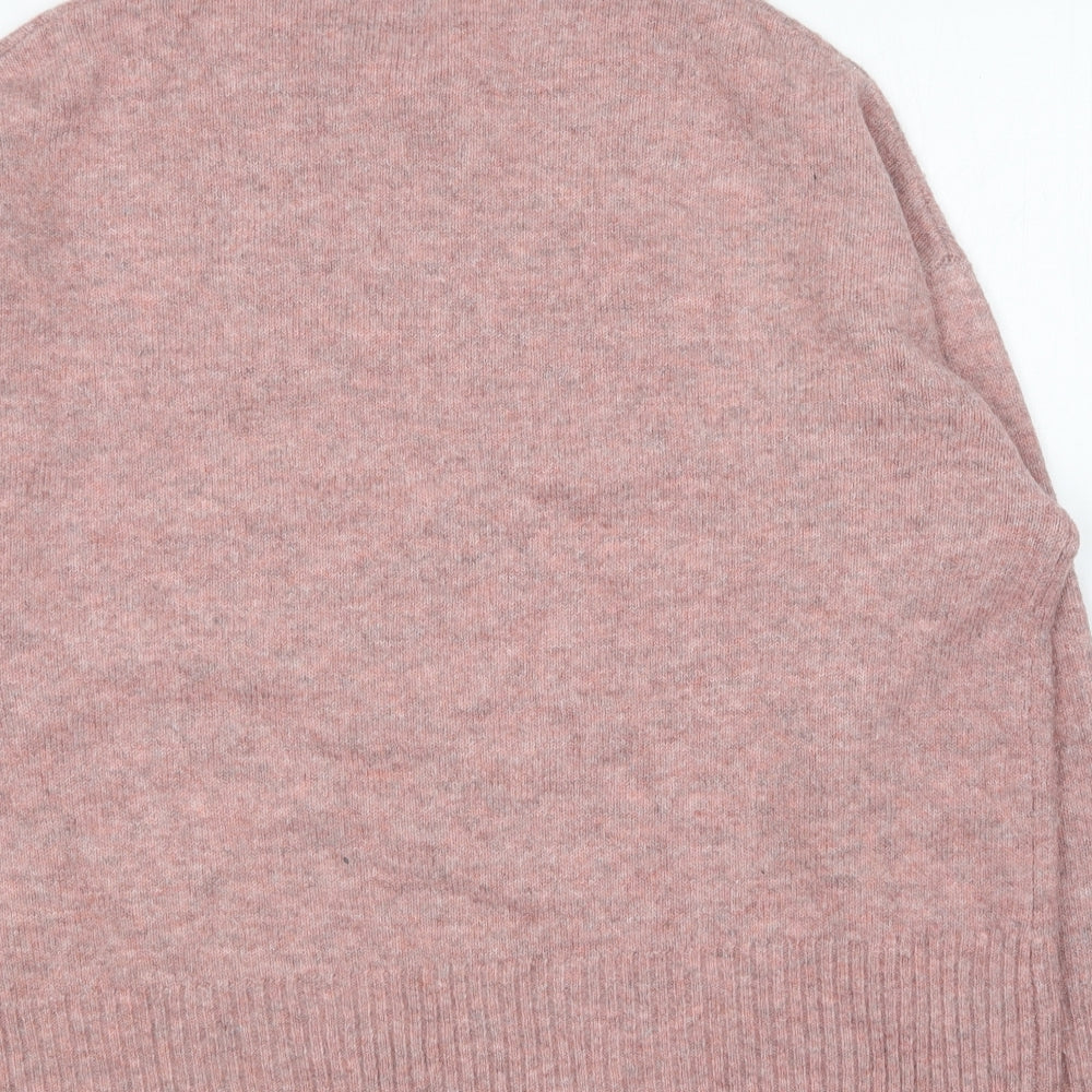 New Look Womens Pink Round Neck Acrylic Pullover Jumper Size M