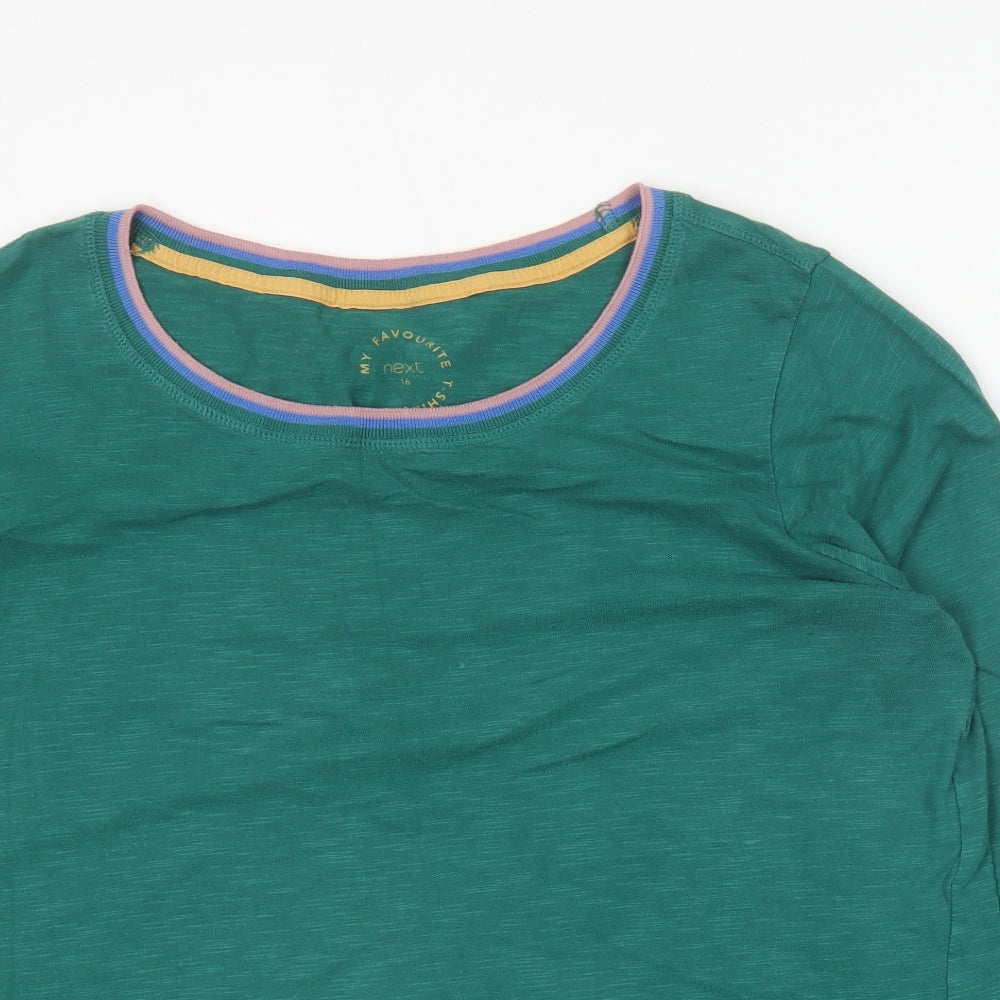 NEXT Womens Green Cotton Basic T-Shirt Size 16 Round Neck