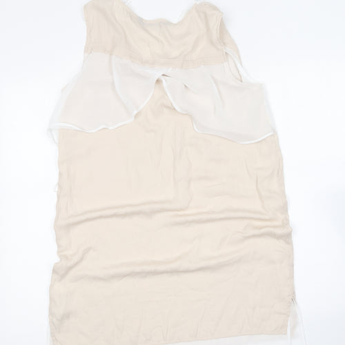 Zara Womens Beige Polyester Basic Blouse Size M V-Neck