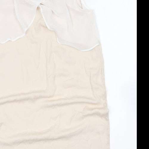 Zara Womens Beige Polyester Basic Blouse Size M V-Neck