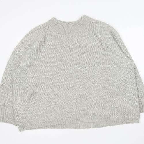 New Look Womens Grey Round Neck Acrylic Pullover Jumper Size M