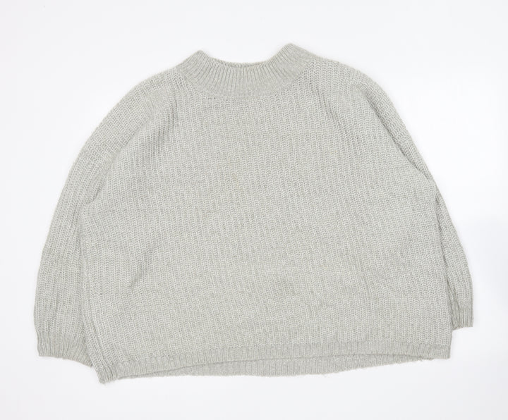 New Look Womens Grey Round Neck Acrylic Pullover Jumper Size M